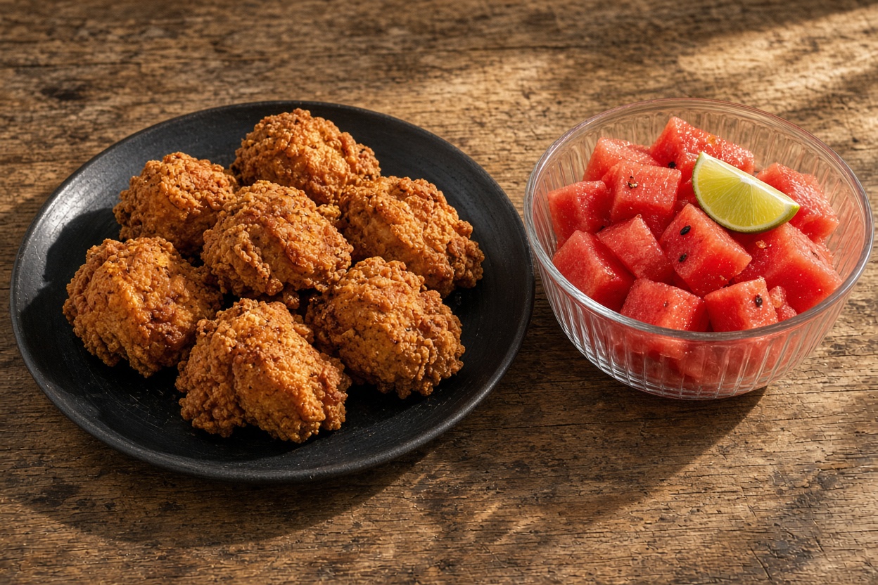 Buttermilk Fried Chicken with Cold Watermelon